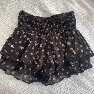 Floral patterned blue life black skirt